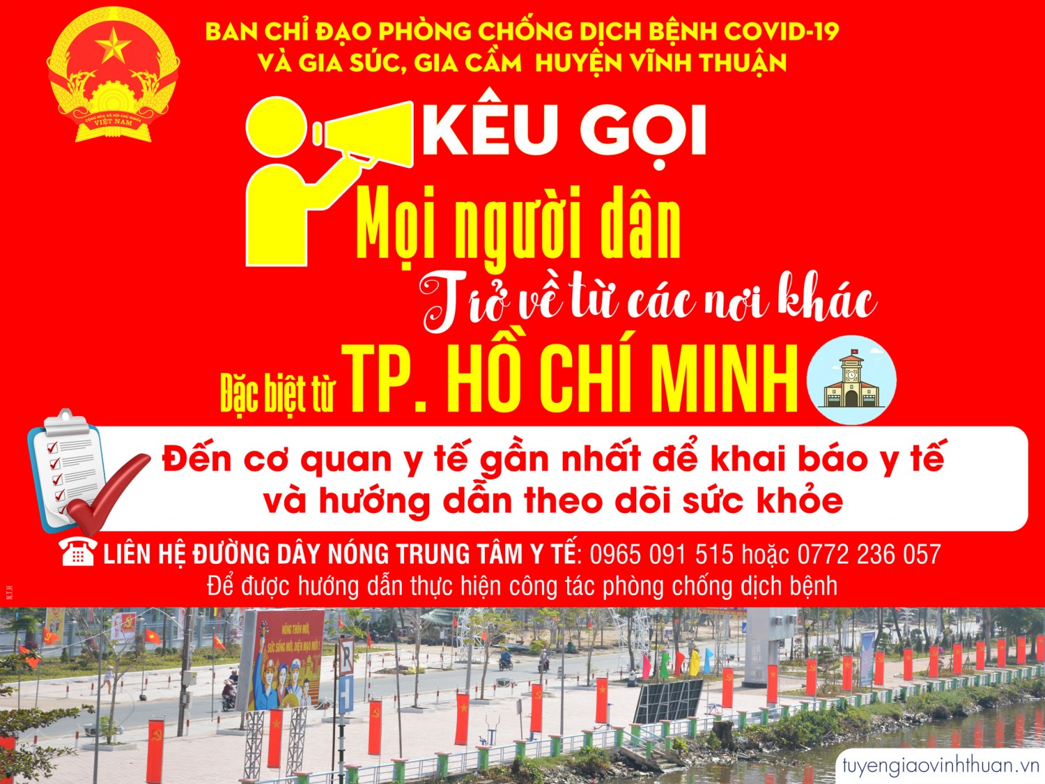 Kêu gọi người dân từ TPHCM về phải có khai báo y tế