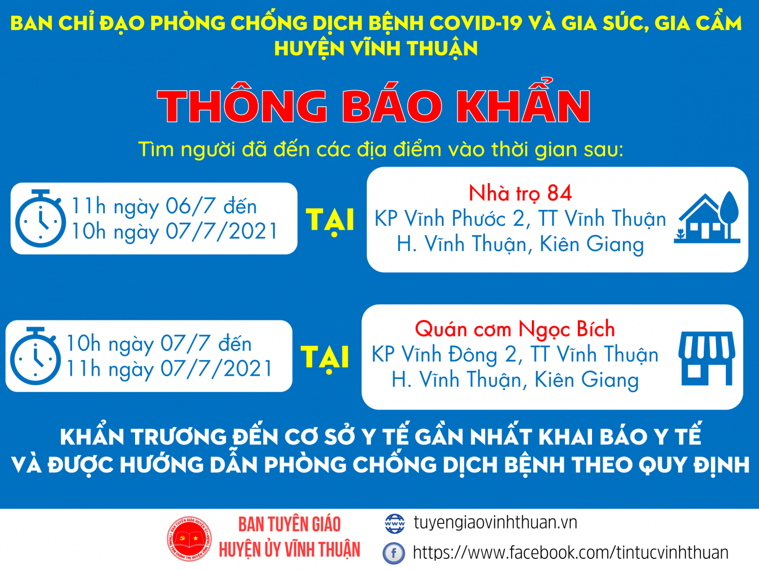 THÔNG BÁO TÌM NGƯỜI ĐẾN CÁC ĐỊA ĐIỂM