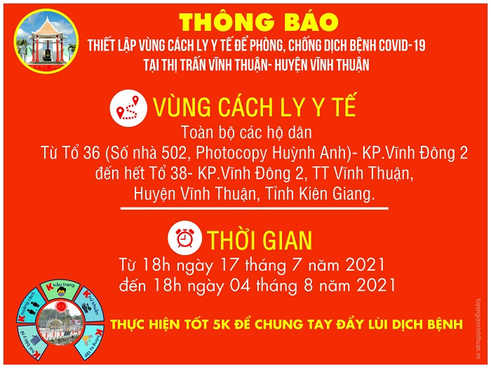 Vĩnh Thuận thiết lập vùng cách ly y tế