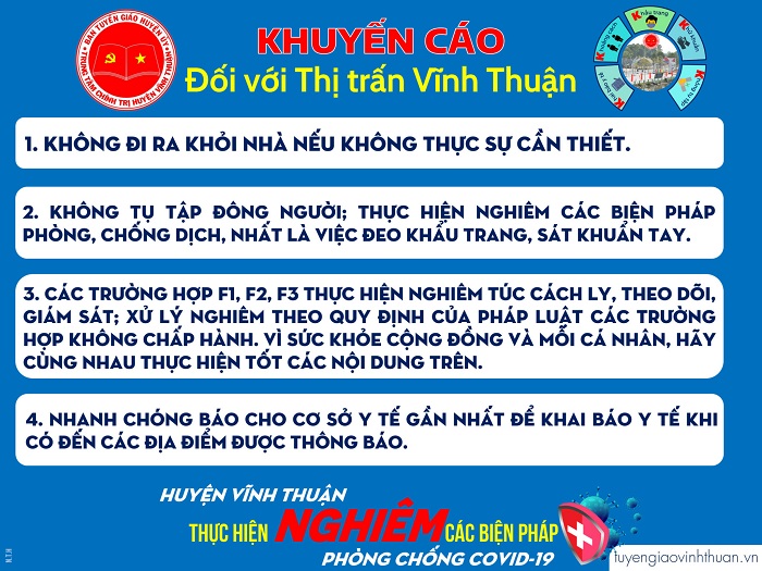 Khuyến cáo đối với Thị trấn Vĩnh Thuận