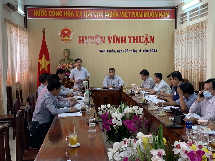 Lãnh đạo huyện làm việc với Ban Quản lý dự án Mỹ Thuận về đầu tư công trình đường bộ cao tốc Bắc - Nam phía đông giai đoạn 2021-2025 đoạn qua địa bàn huyện Vĩnh Thuận